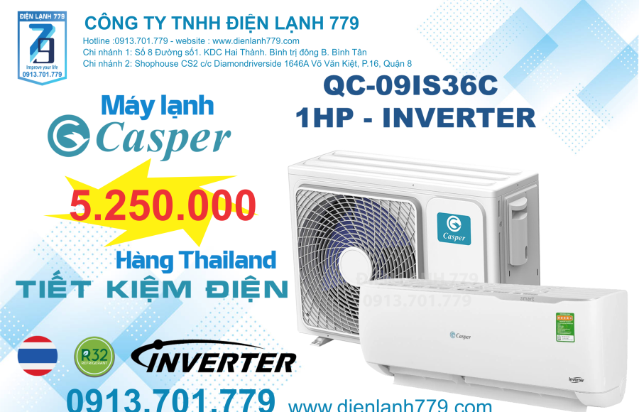 Máy Lạnh Casper 1HP Inverter Làm Lạnh Nhanh