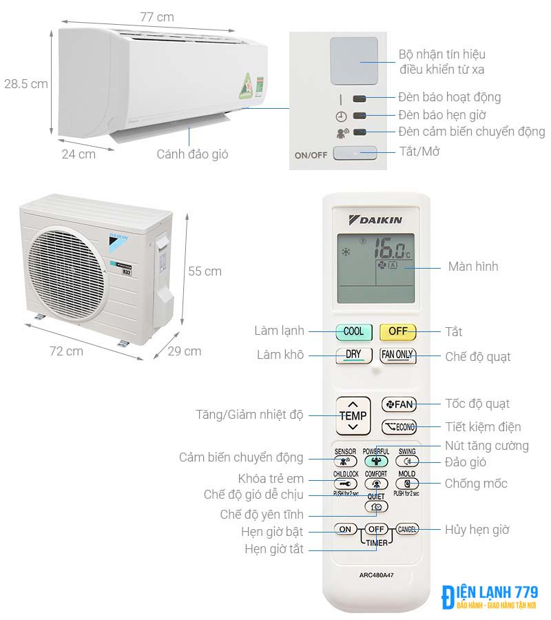 Máy lạnh Daikin ATKC25UAVMV Inverter 1.0 HP (1 Ngựa)
