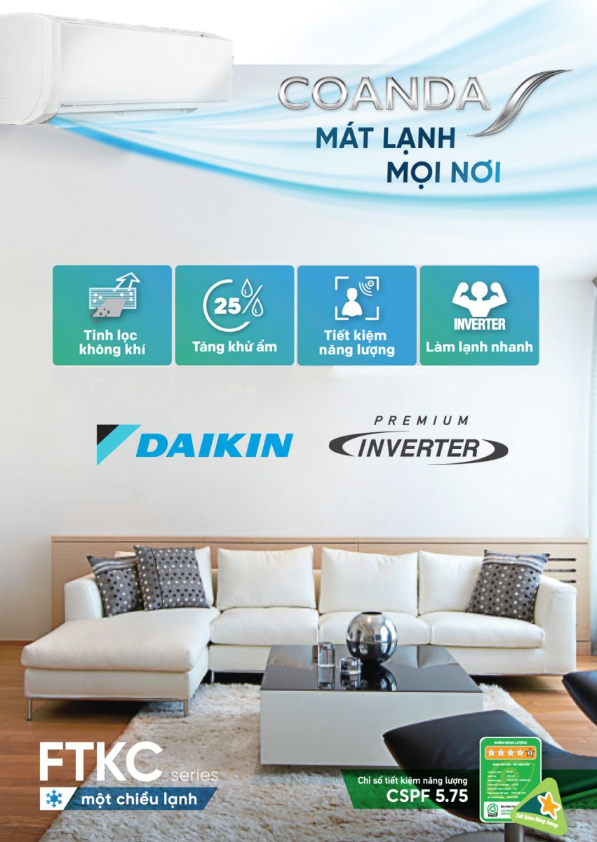 Máy lạnh Daikin FTKC60UVMV 2.5 HP (2.5 Ngựa) Inverter