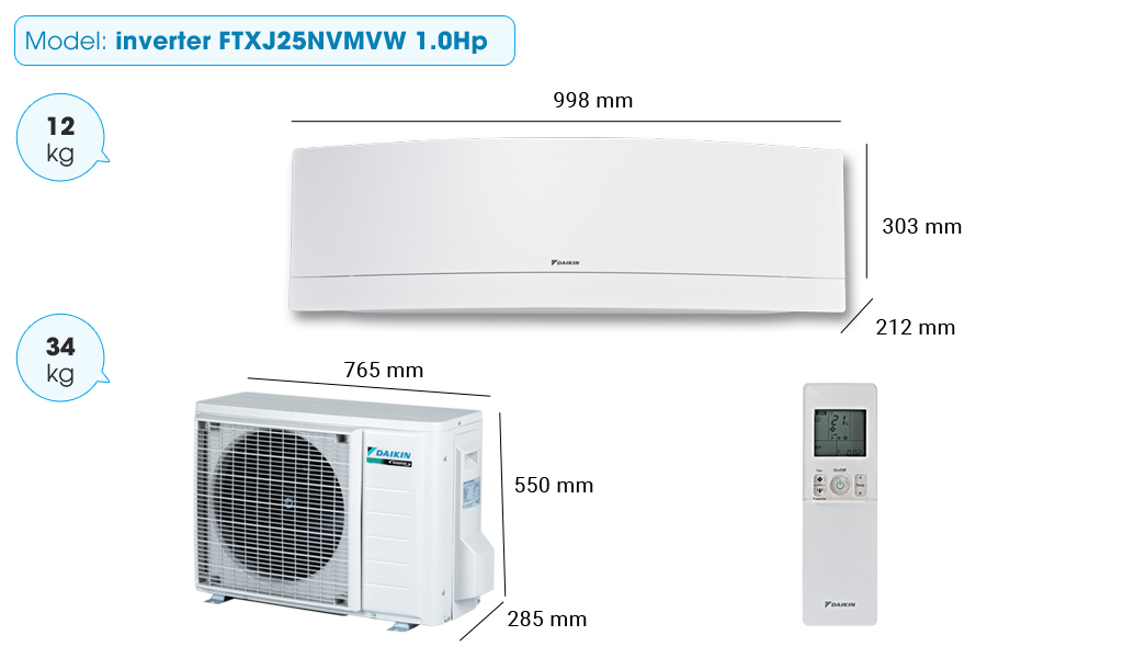 Máy lạnh Daikin FTXJ25NVMVW 1.0 HP Inverter