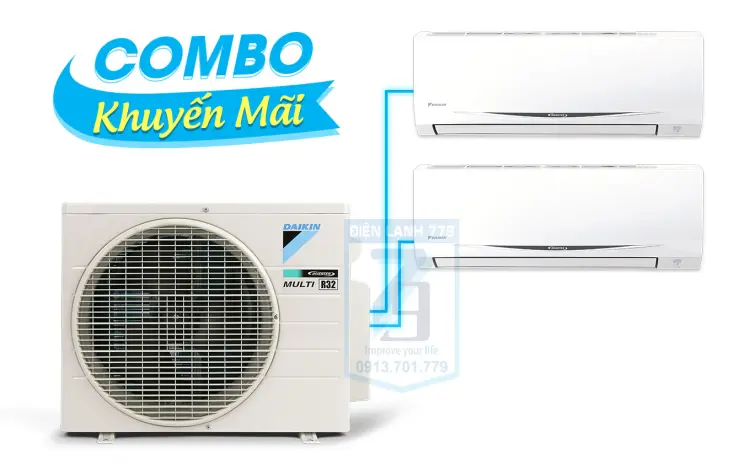 Sản phẩm (Combo khuyến mãi) Hệ thống máy lạnh Daikin Multi S Inverter 3.0 HP (3 Ngựa) - MKC70SVMV-CTKC25RVMV+CTKC50SVMV