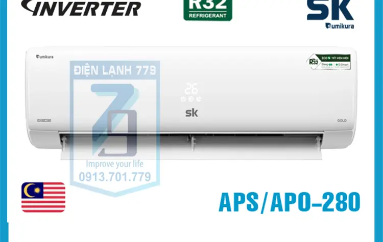 Sản phẩm Máy lạnh treo tường Sumikura APS/APO-280 GOLD Inverter-3.0hp